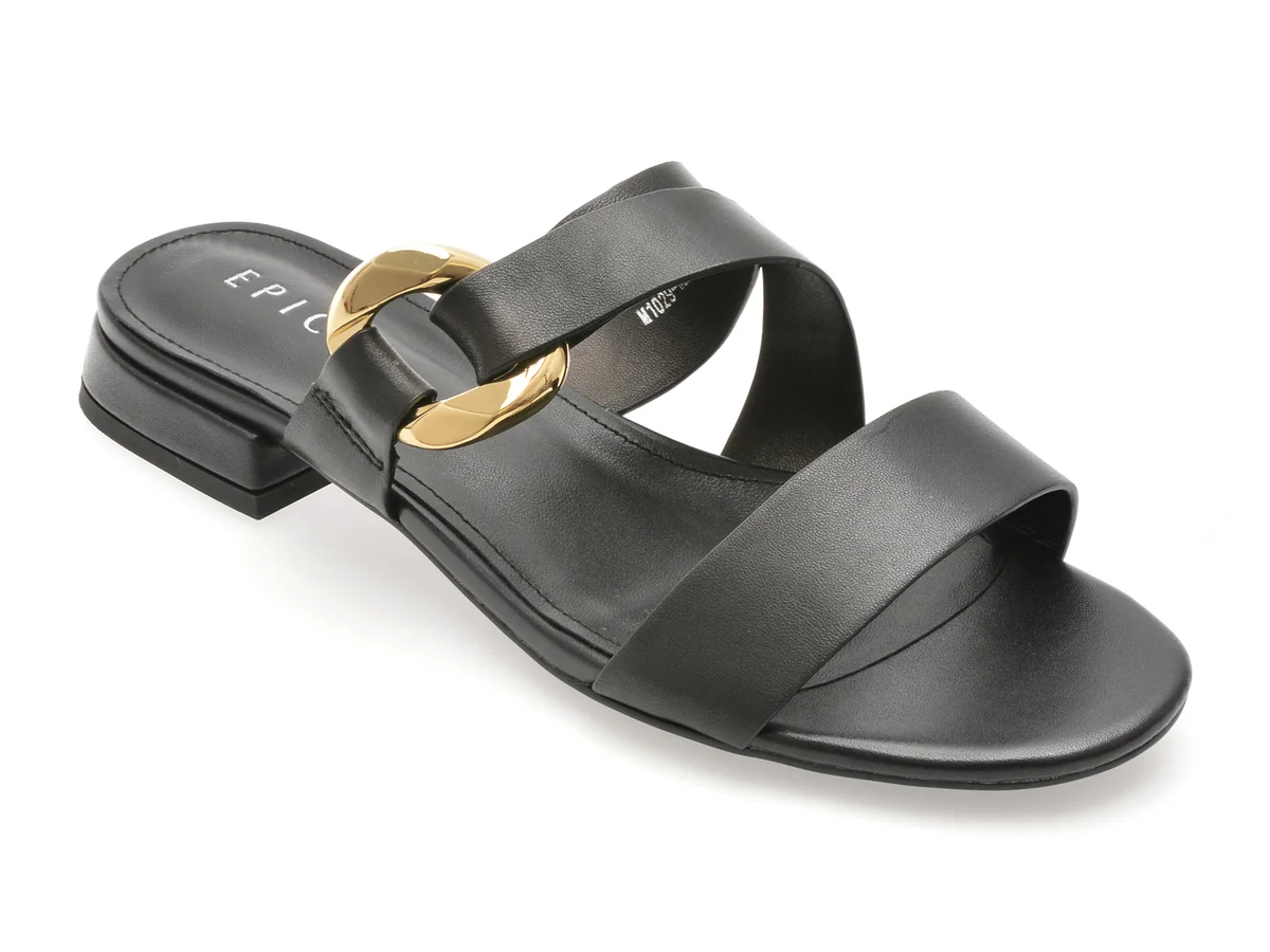 Papuci Epica Negri, M1029, Din Piele Naturala