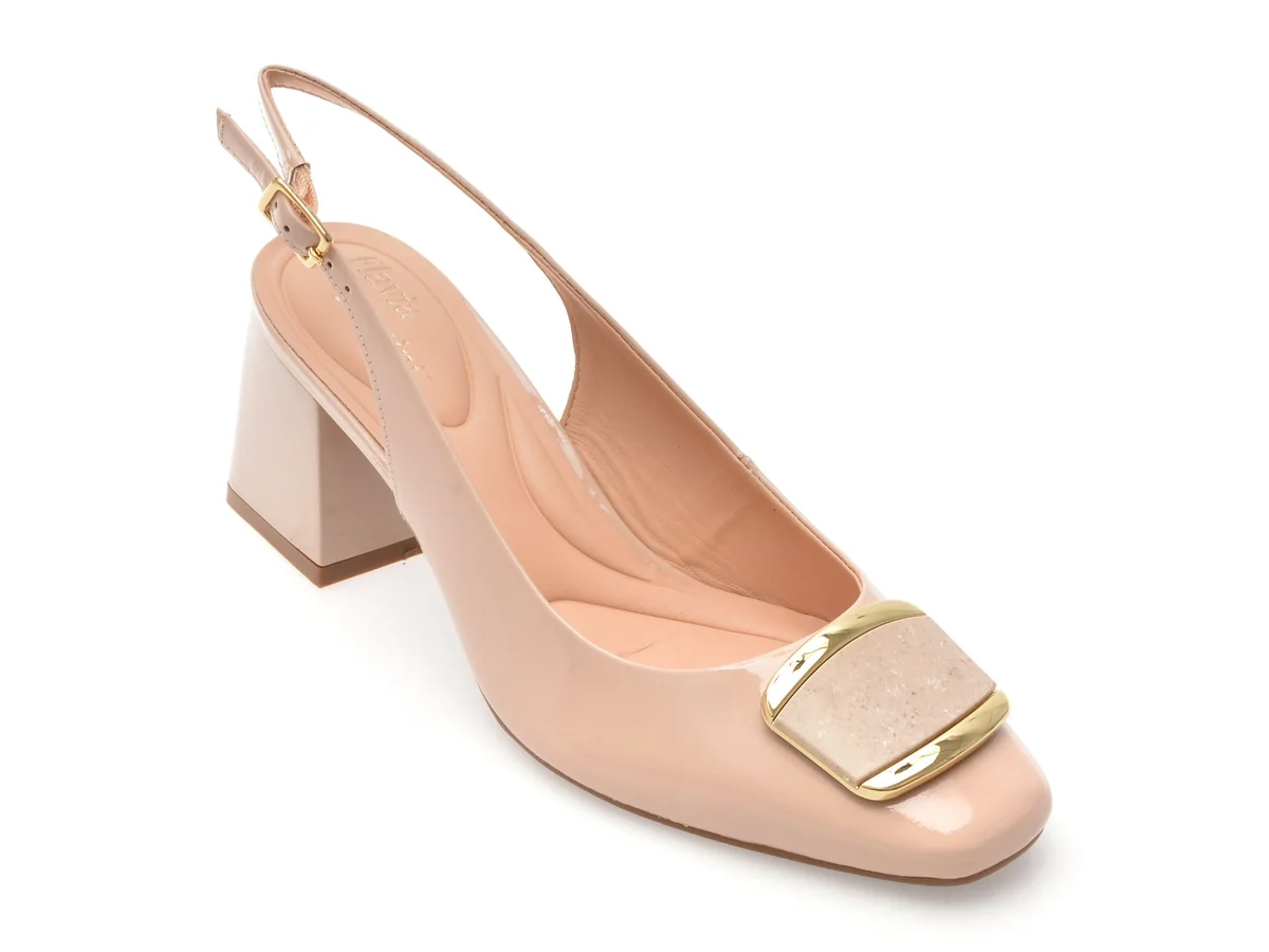 Pantofi Flavia Passini Nude, 1157644, Din Piele Naturala Lăcuită