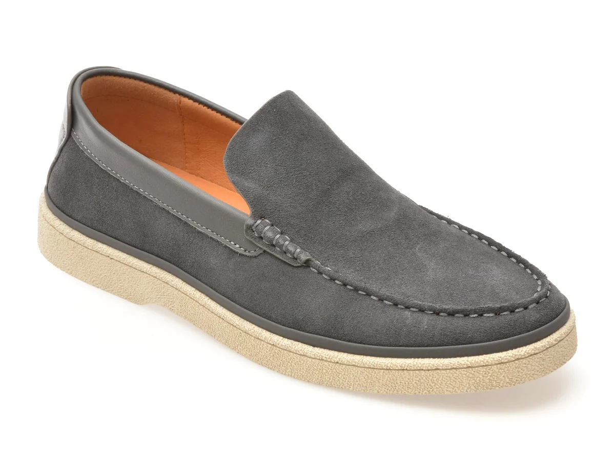 Mocasini Gryxx Gri 2073 Din Piele Întoarsă