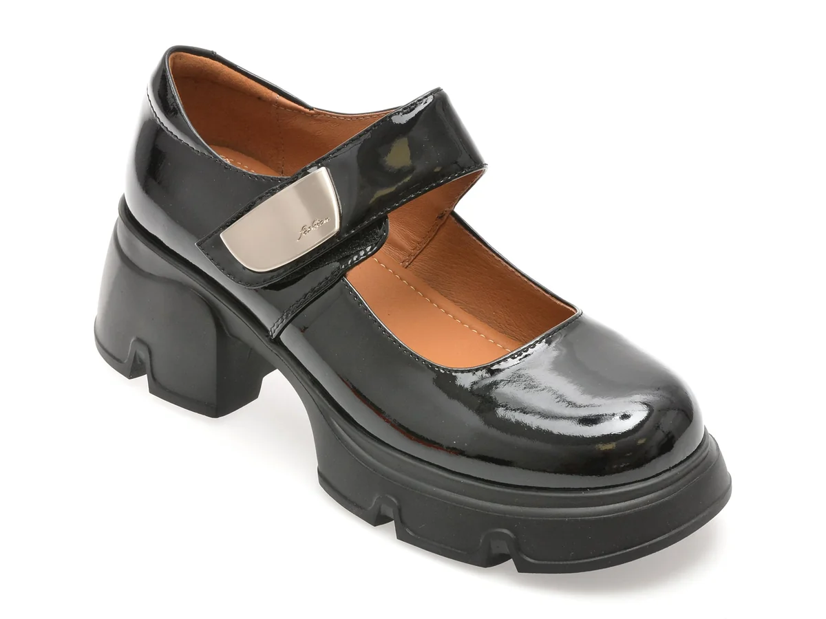 Pantofi Gryxx Negri, 23210, Din Piele Naturală Lăcuită