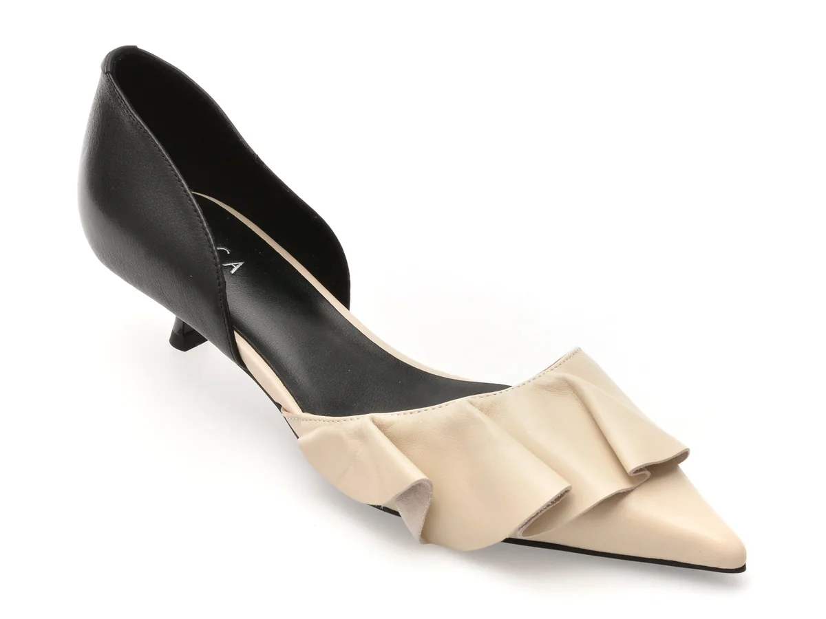 Pantofi Eleganți Epica Bej, 4F5011, Din Piele Naturală