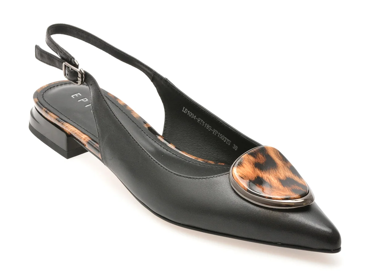 Pantofi Epica Negri, LD1094, Din Piele Naturala
