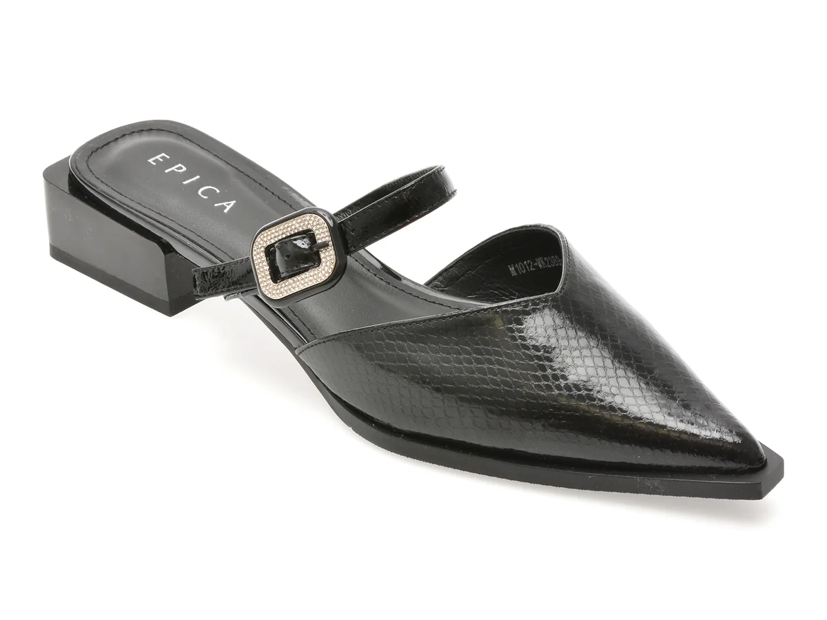 Papuci Epica Negri M1012 Din Piele Naturală