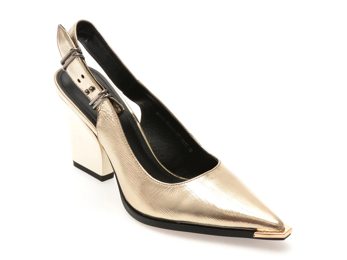 Pantofi Eleganți Epica Aurii, M1008, Din Piele Naturală