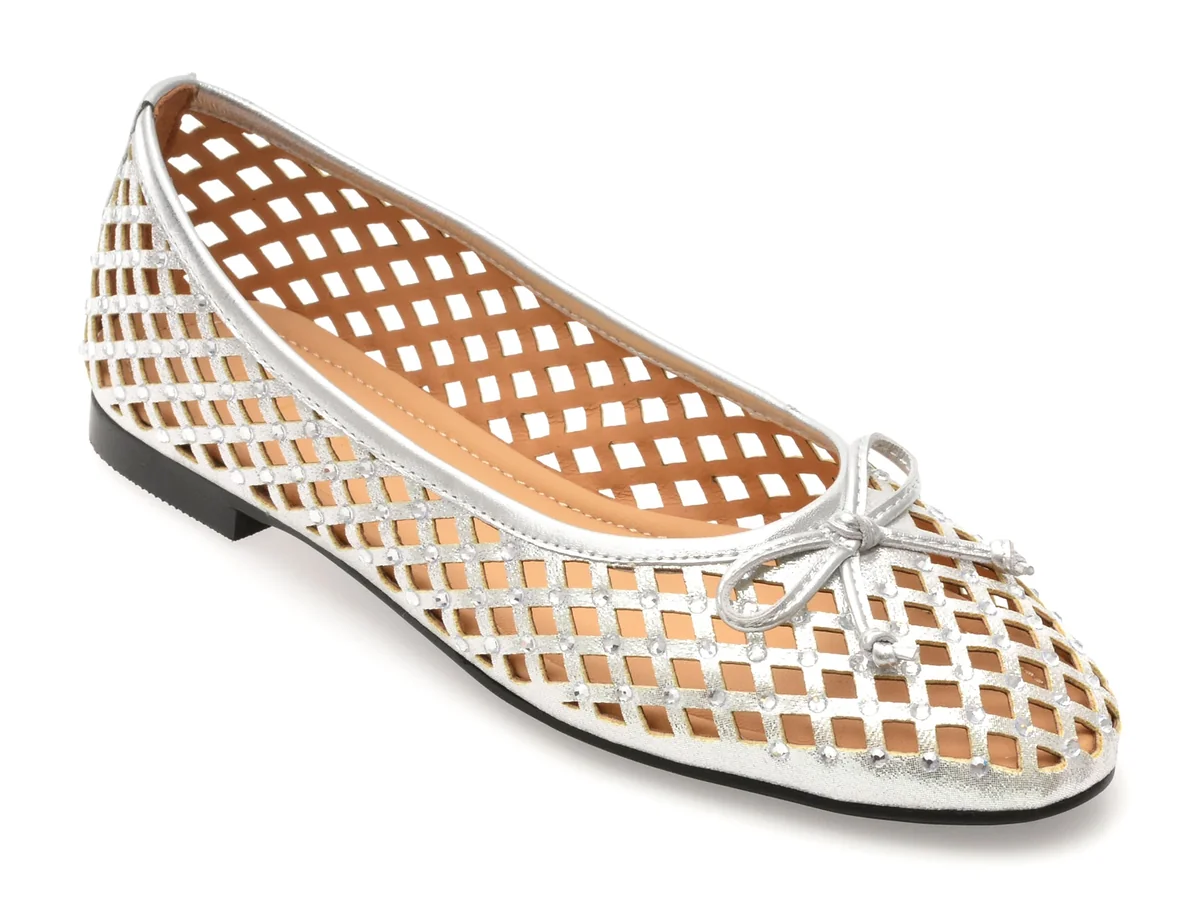 Balerini Epica Argintii, 1F6196, Din Piele Naturală