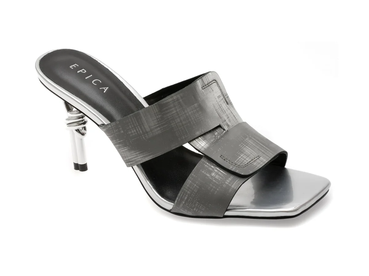 Papuci Epica Gri, 71872M7, Din Piele Naturala