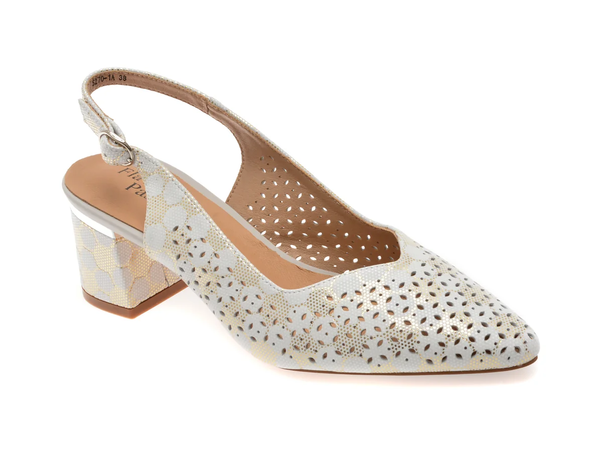 Pantofi Flavia Passini Albi, 5270, Din Piele Naturala