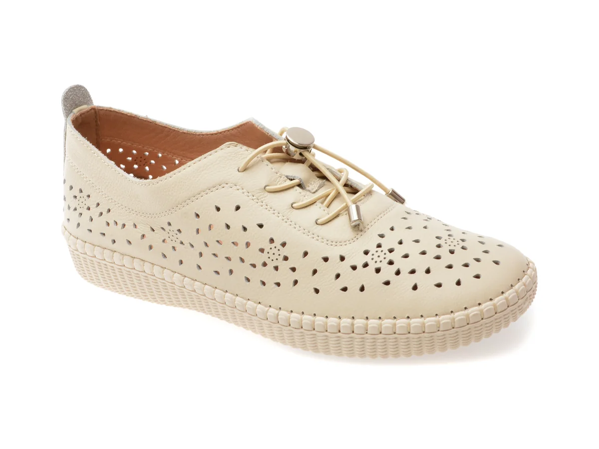 Pantofi Flavia Passini Bej, 2493, Din Piele Naturala