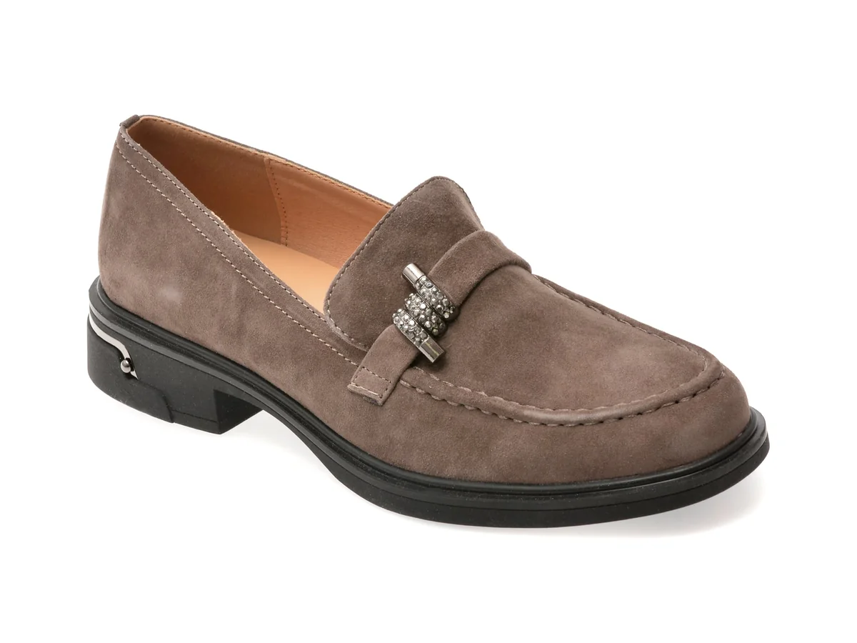 Mocasini Flavia Passini Gri, 583, Din Piele Întoarsă