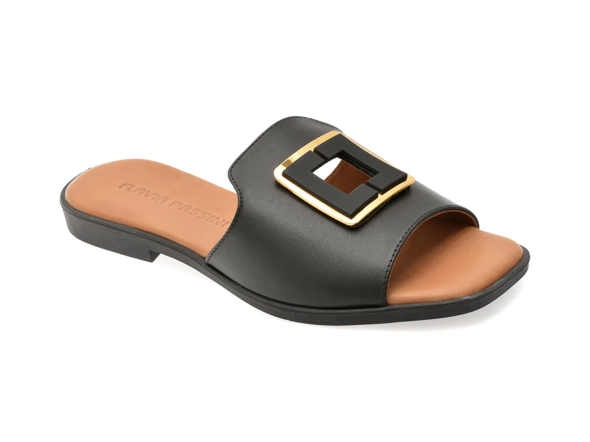 Papuci Flavia Passini Negri, 13234, Din Piele Naturala