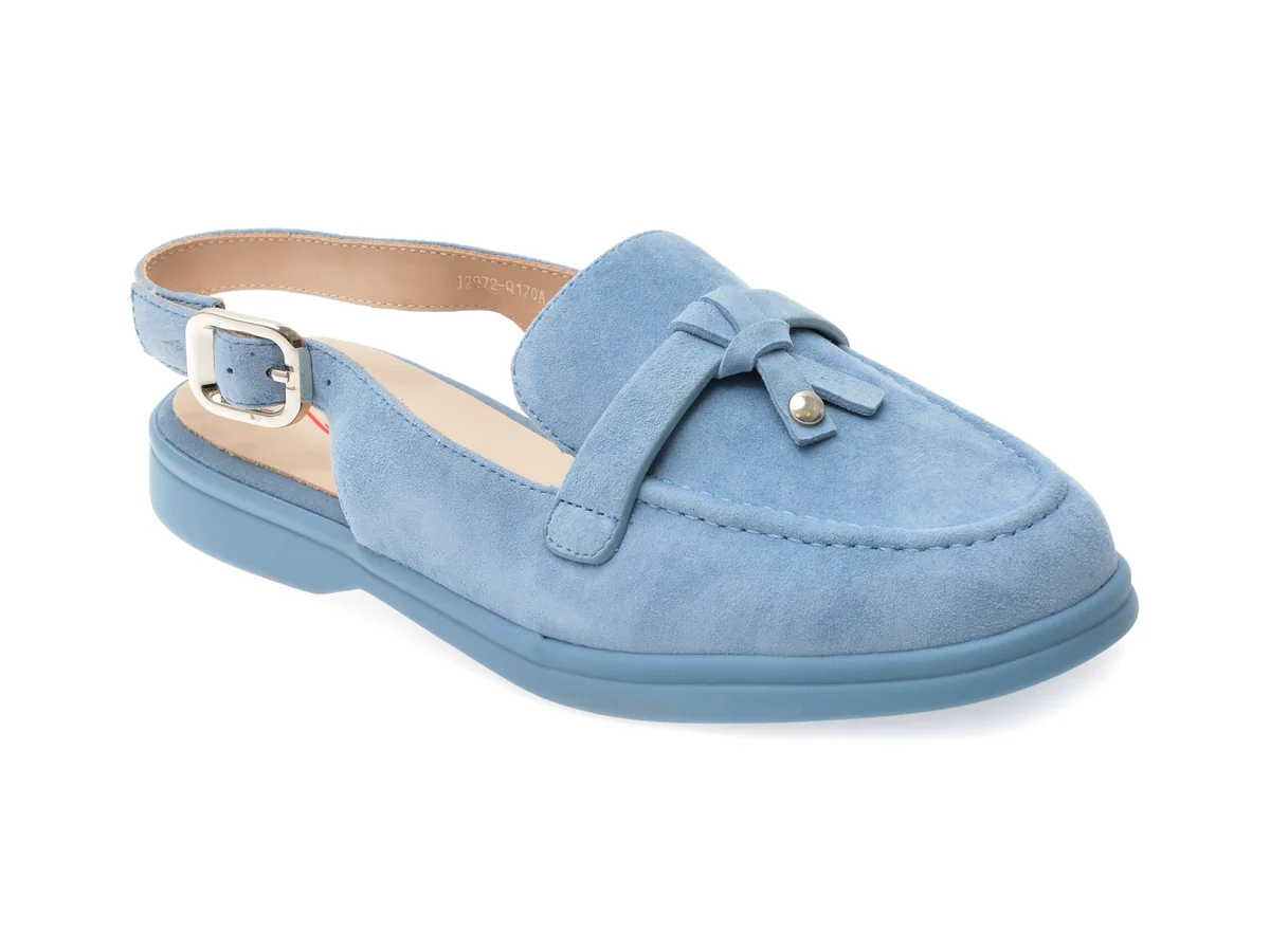Pantofi Image Albastri, 2972, Din Piele Întoarsă