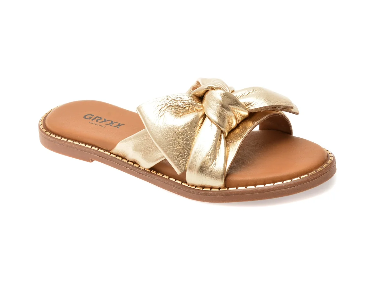 Papuci Gryxx Aurii 210011 Din Piele Naturala