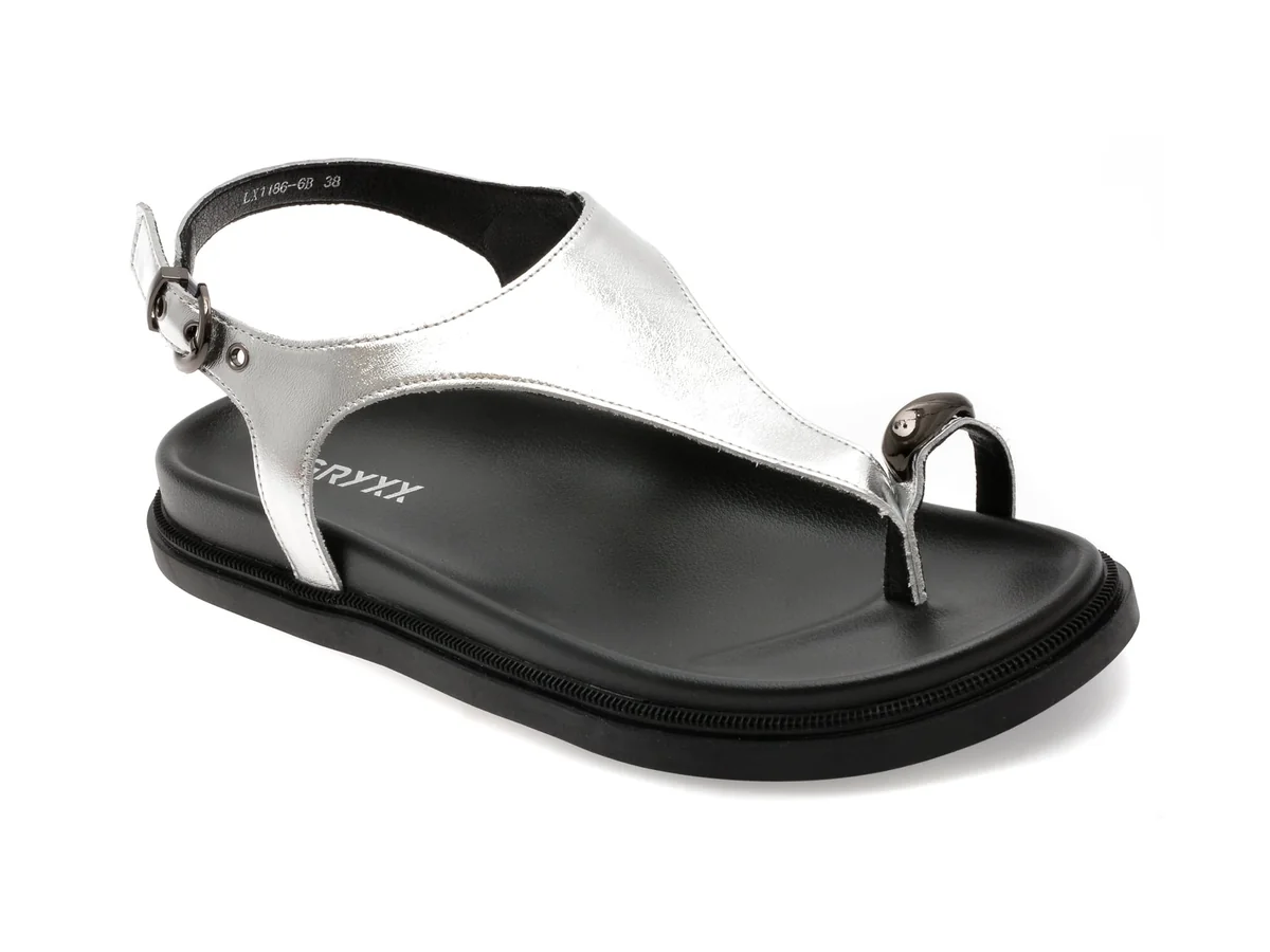 Sandale Gryxx Argintii, 1186, Din Piele Naturala