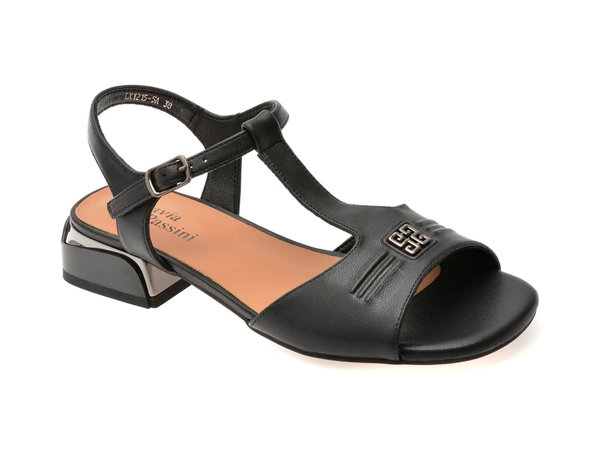 Sandale Flavia Passini Negre, 1215, Din Piele Naturala