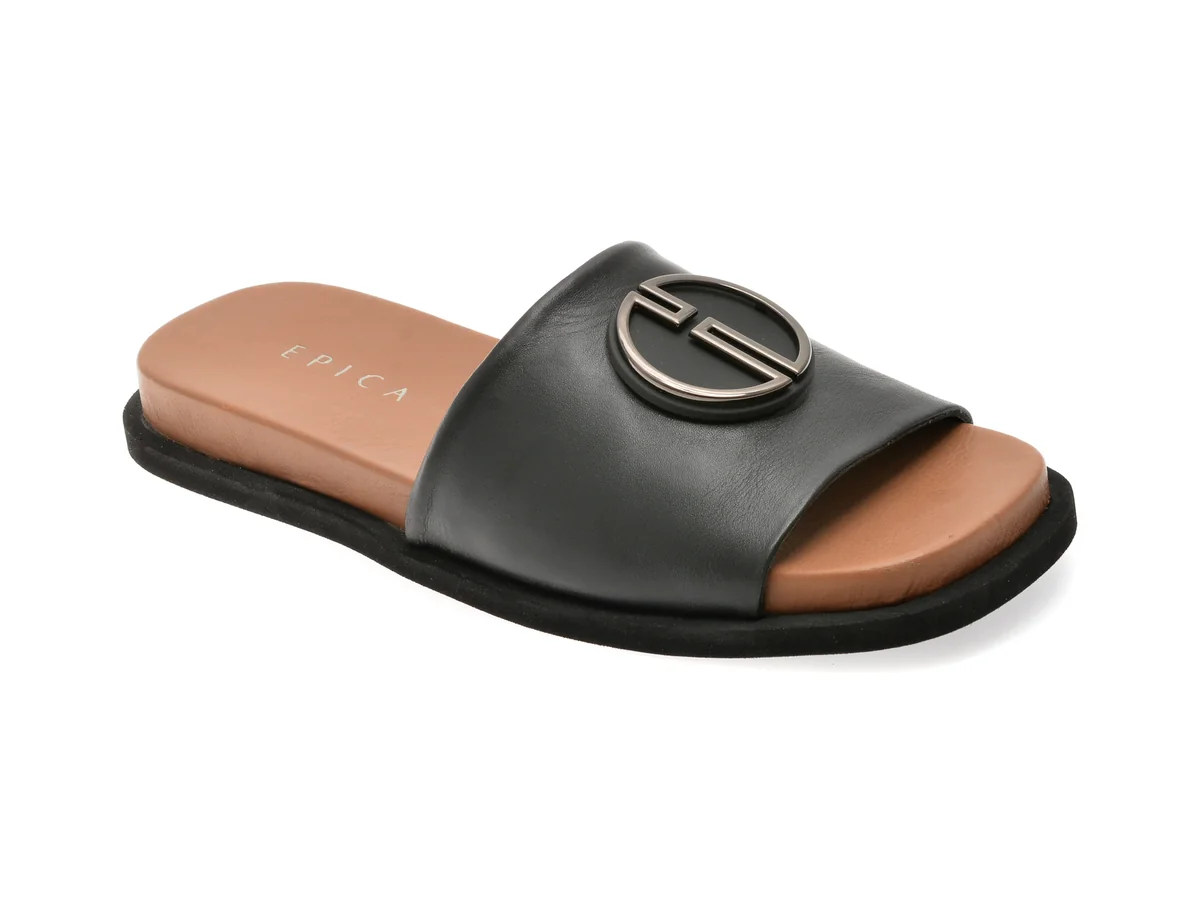 Papuci Epica Negri 3772976 Din Piele Naturala