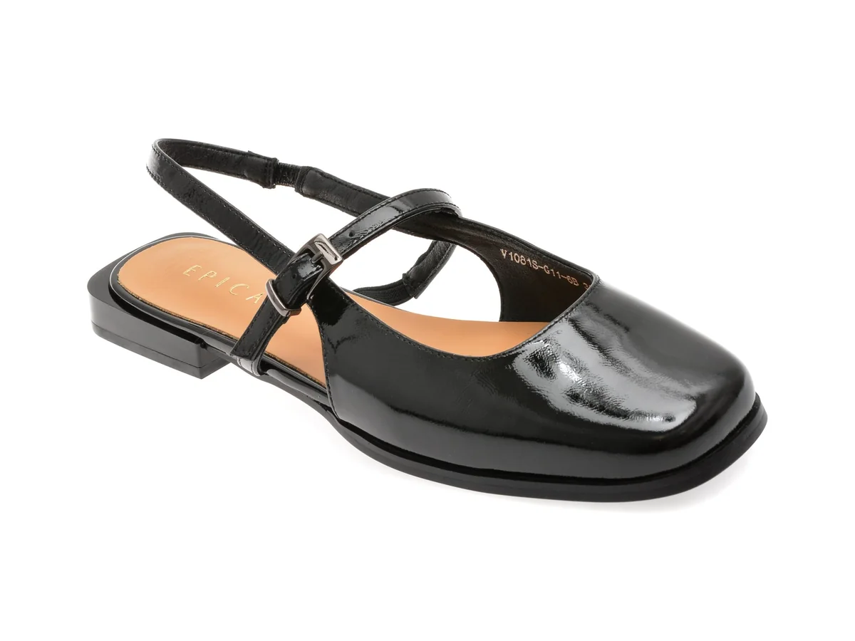 Pantofi Epica Negri, 1081G11, Din Piele Naturala Lăcuită