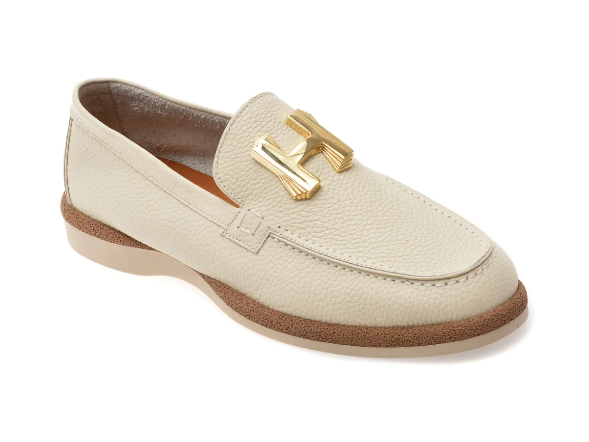 Mocasini Epica Bej, 31491, Din Piele Naturala