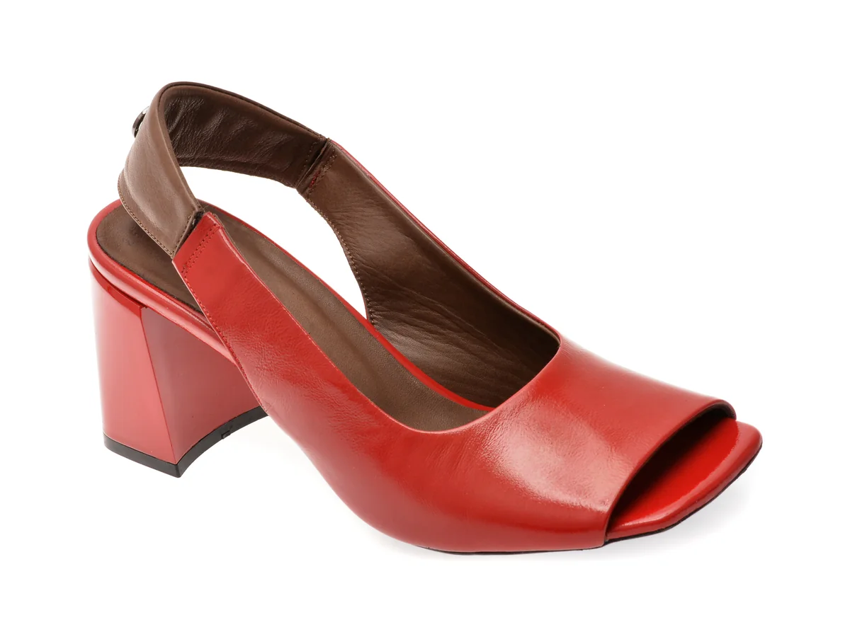Sandale Epica Roșii, 532258, Din Piele Naturala Lăcuită
