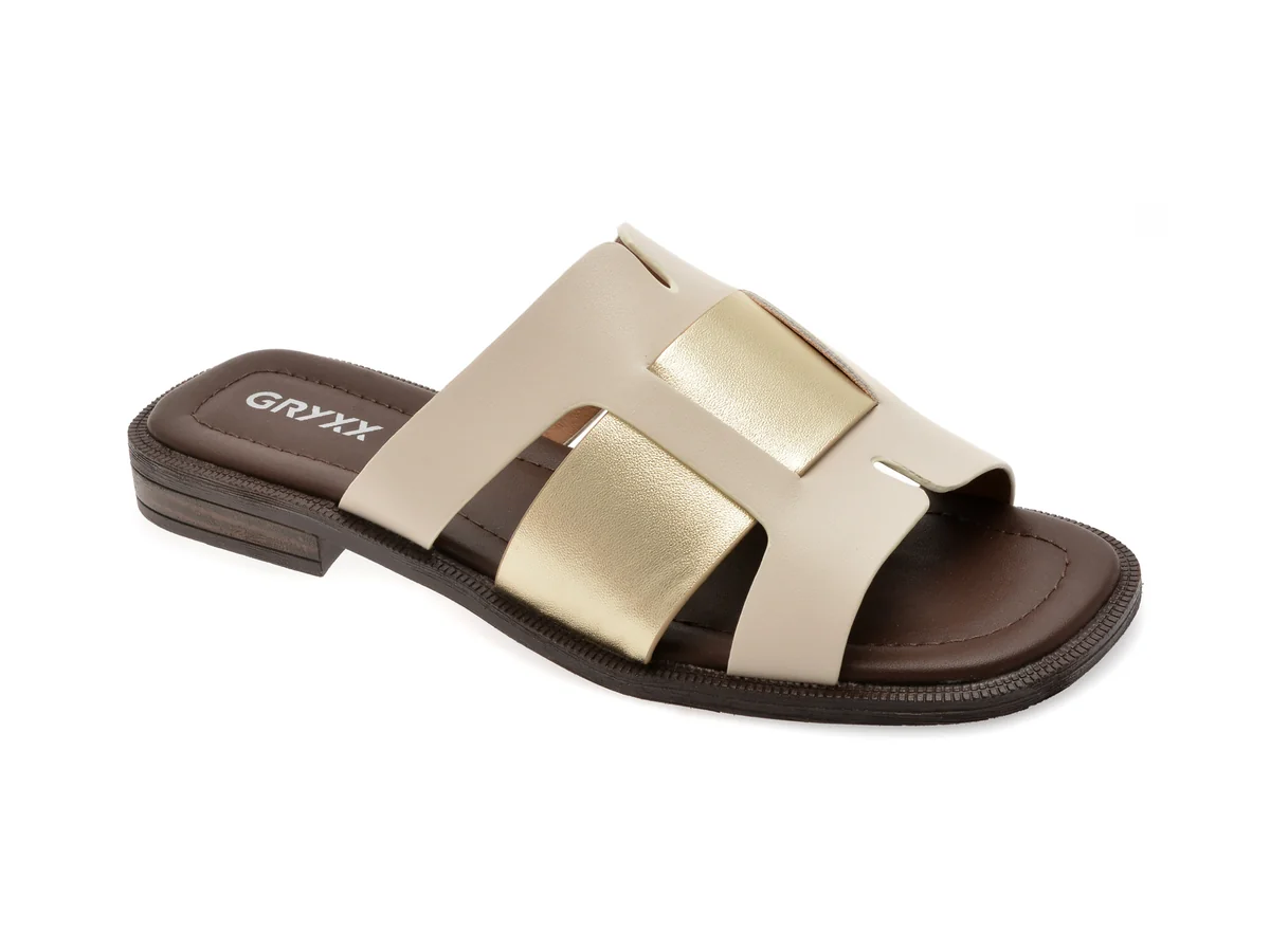 Papuci Gryxx Bej 1352G17 Din Piele Naturală