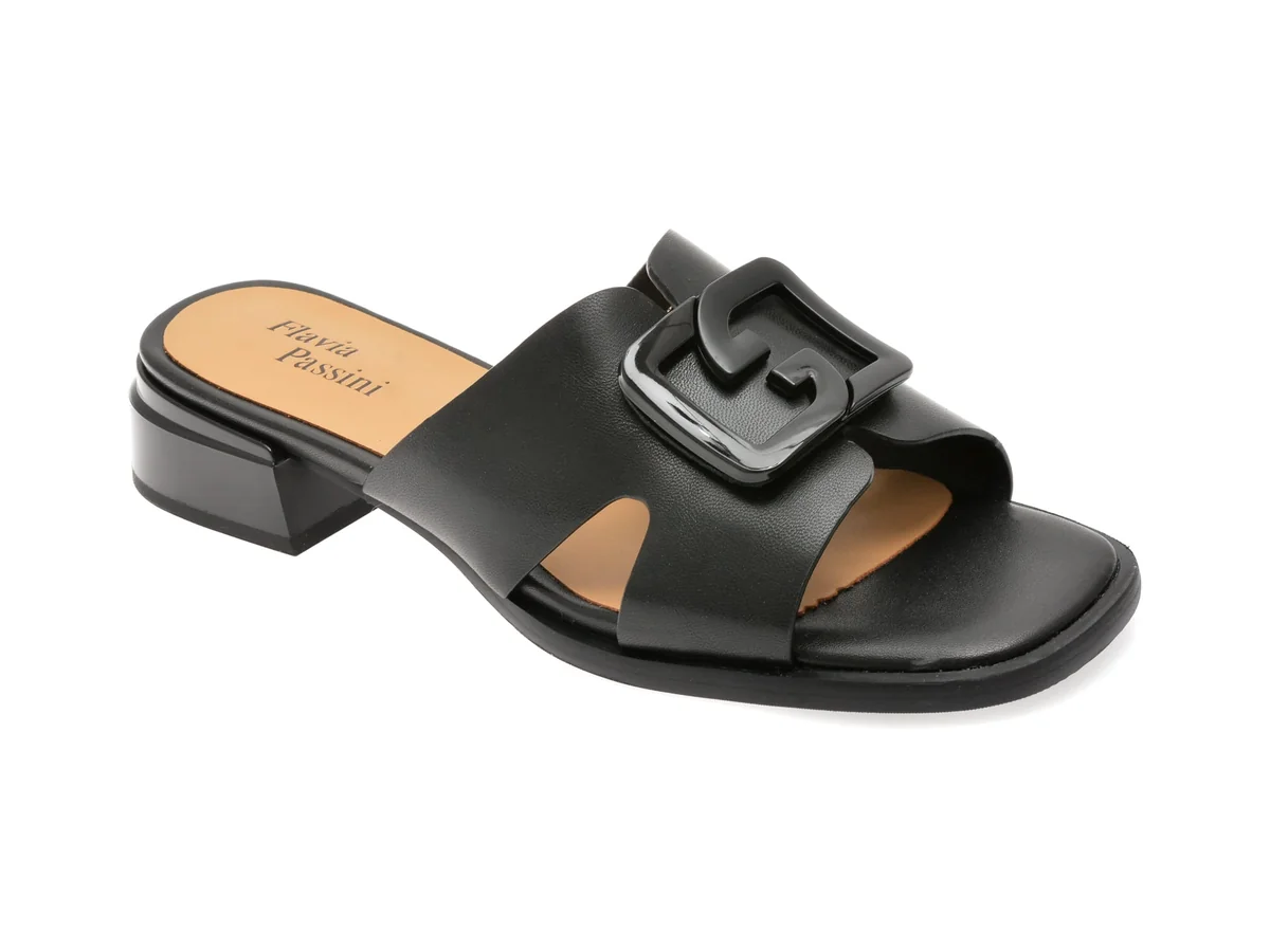 Papuci Flavia Passini Negri, 1386H12, Din Piele Naturala