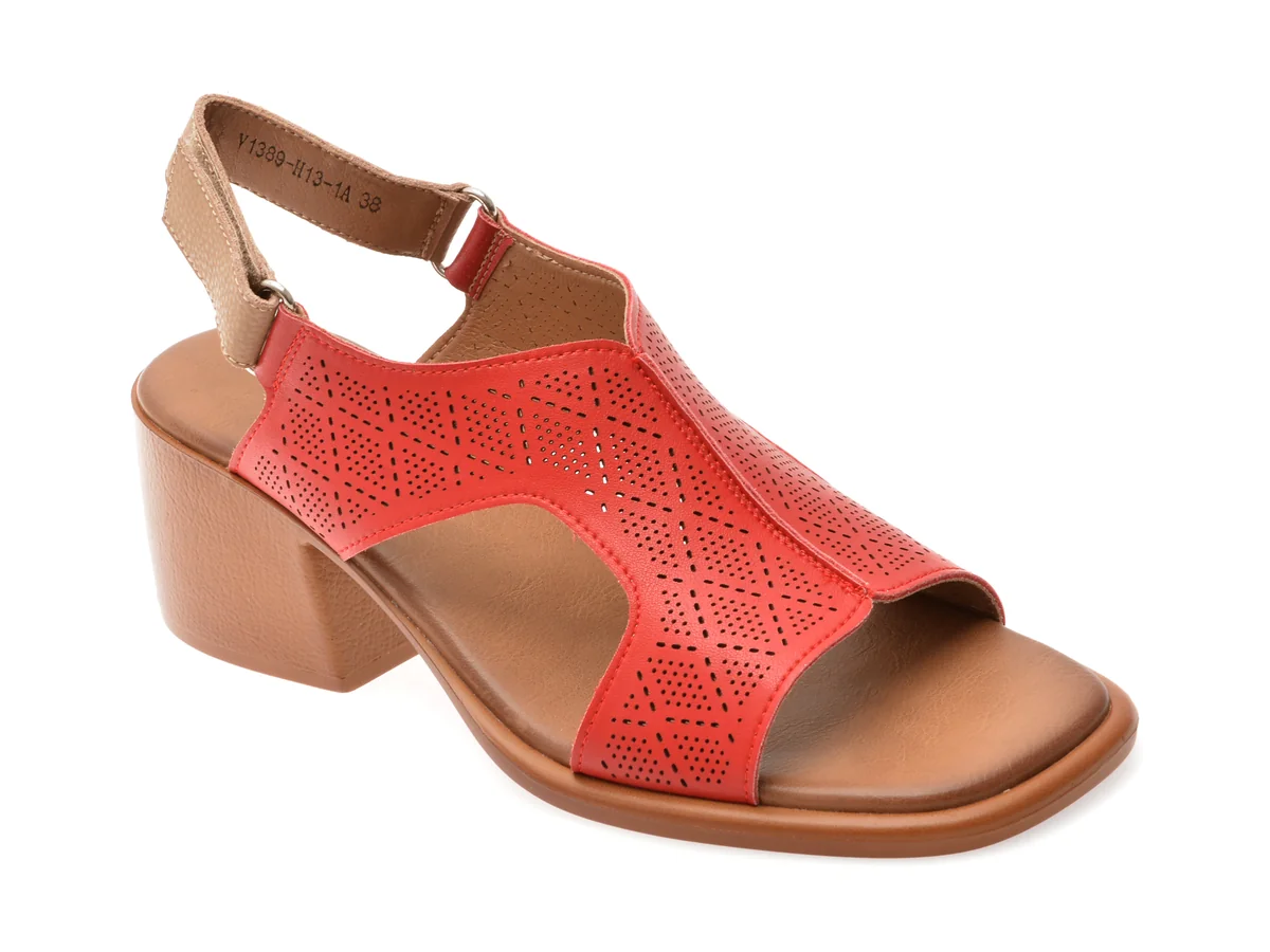 Sandale Flavia Passini Roșii, 1389H13, Din Piele Naturală