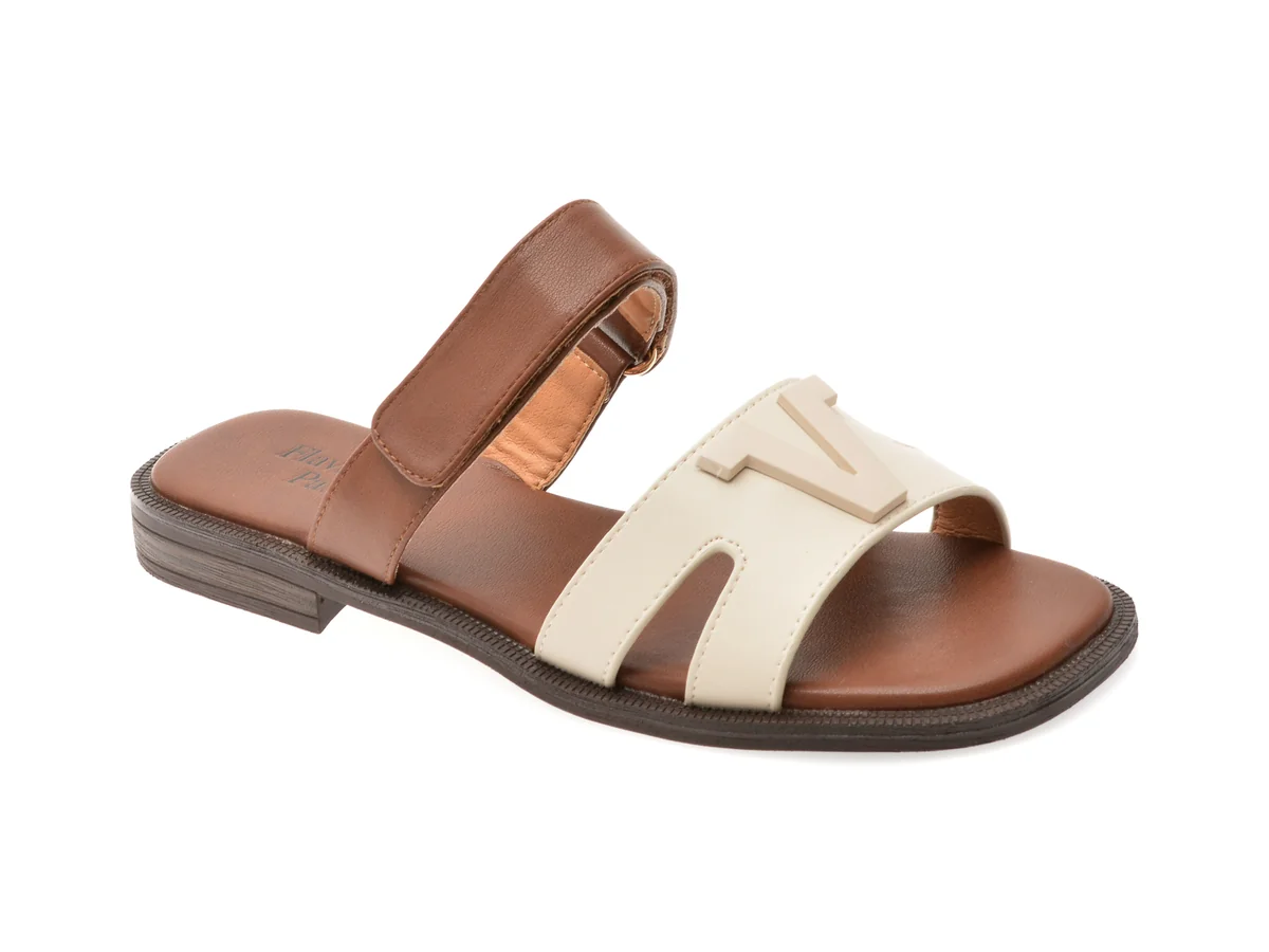 Papuci Flavia Passini Bej 1352H20 Din Piele Naturala