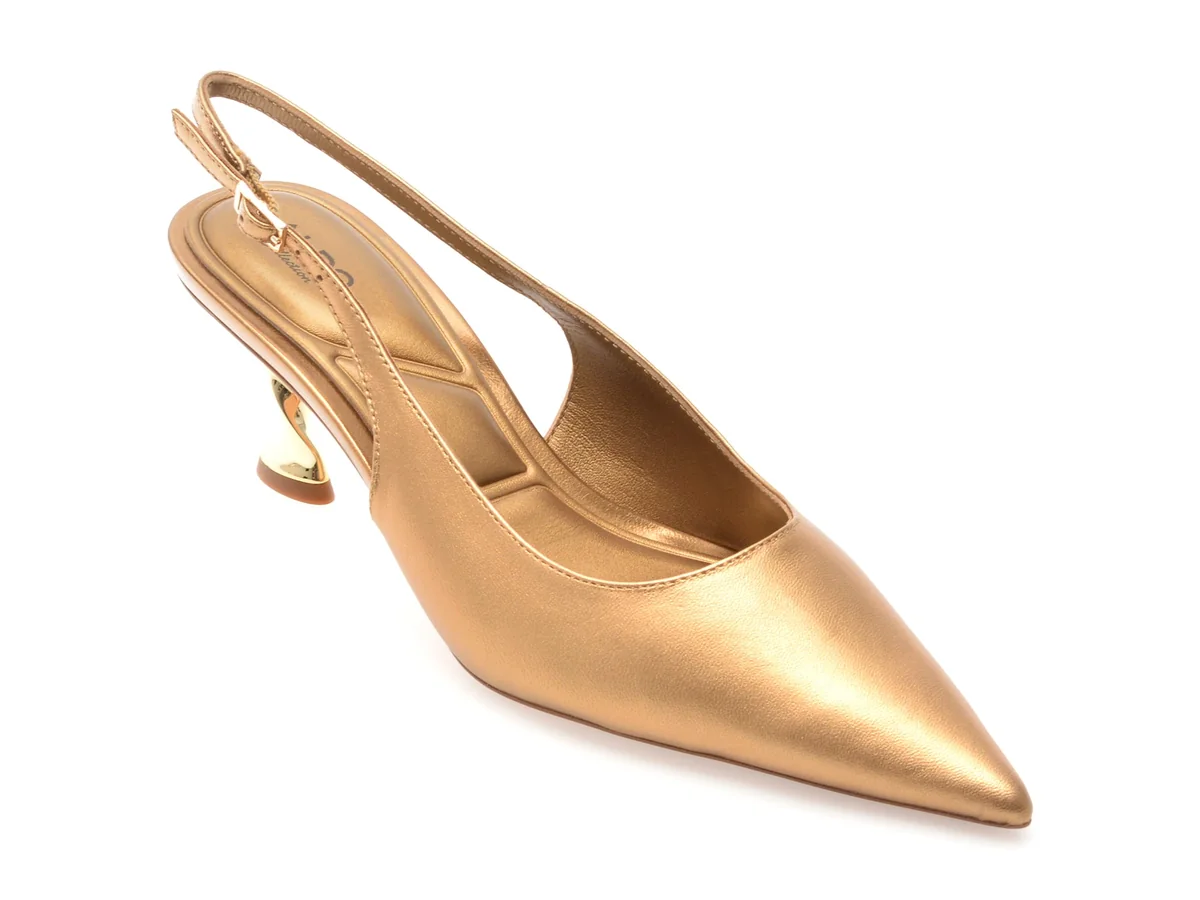 Pantofi Eleganti Aldo Aurii Golden Sheen 711 Din Piele Naturală