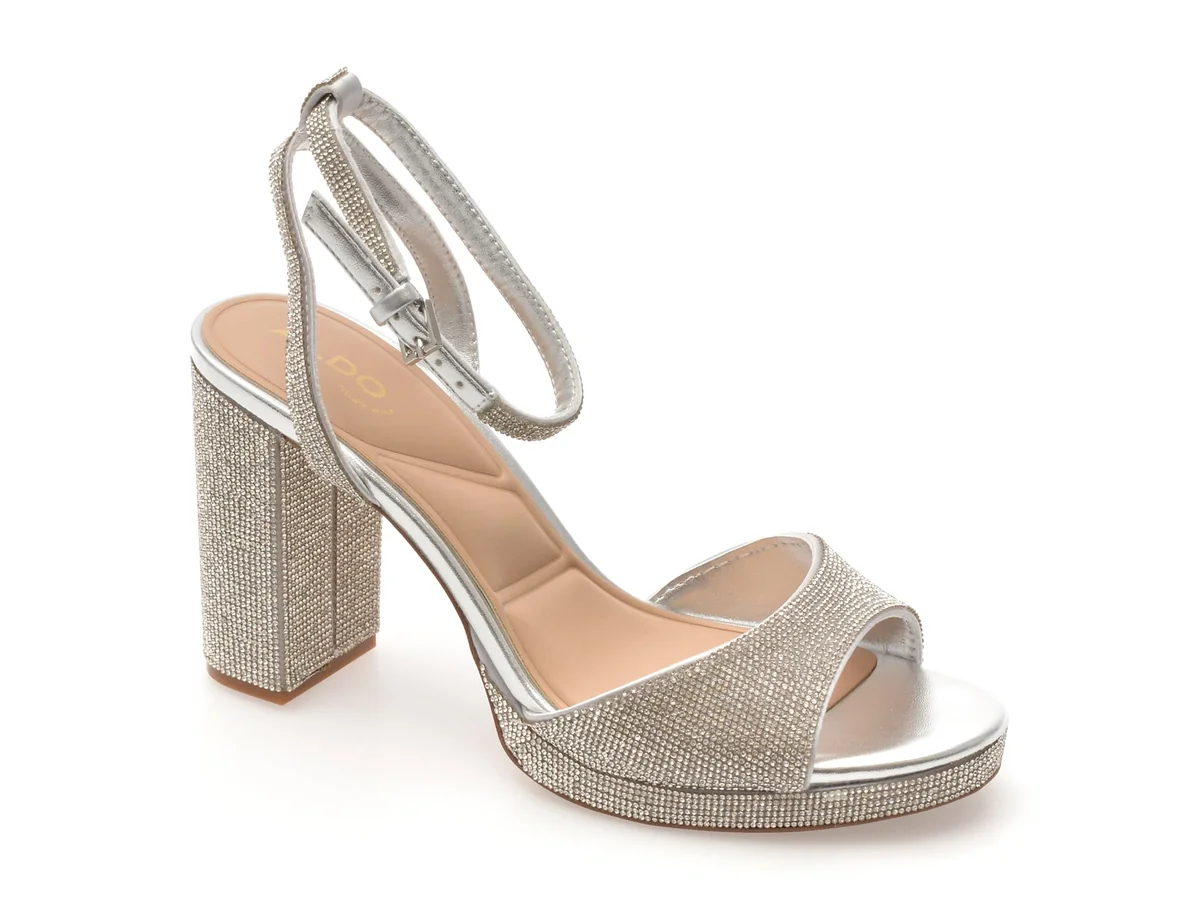 Sandale Elegante Aldo Argintii, Alluring 040, Din Piele Ecologică