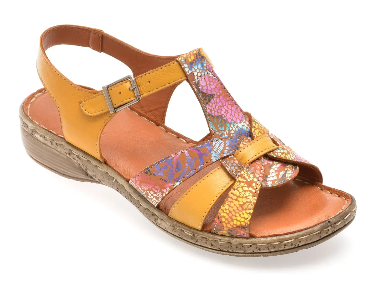 Sandale Flavia Passini Galbene, 2320, Din Piele Naturala