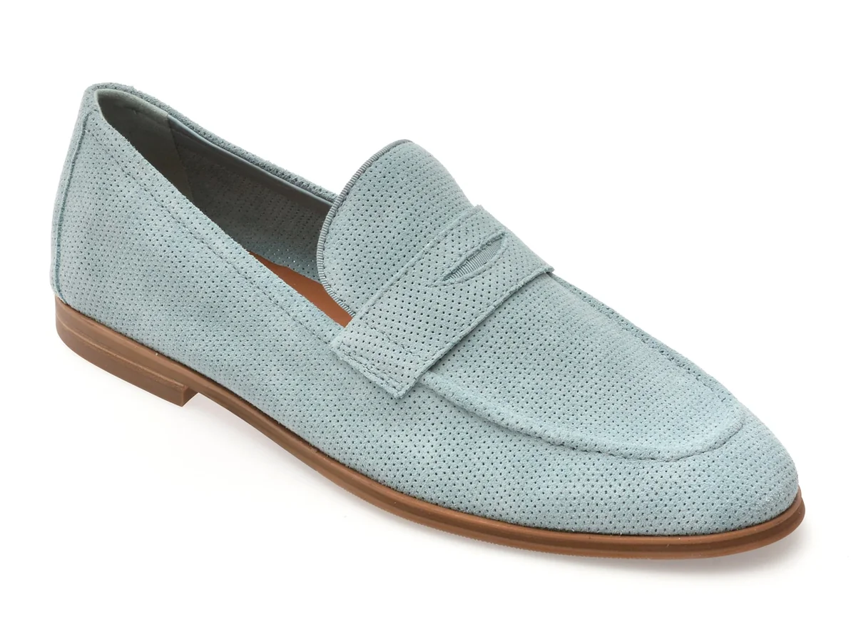 Mocasini Eleganti Aldo Albastri, Journey 451, Din Piele Întoarsă