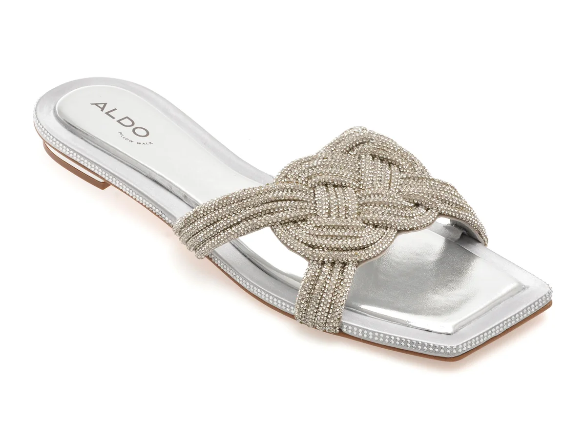 Papuci Aldo Argintii, Karlina 040, Din Piele Ecologică