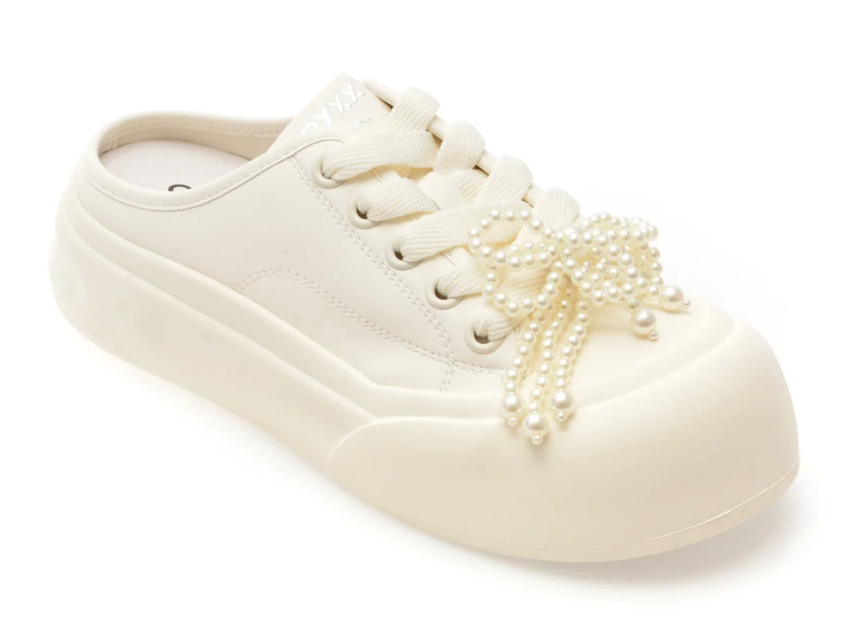 Papuci Gryxx Albi, C1159, Din Piele Naturala