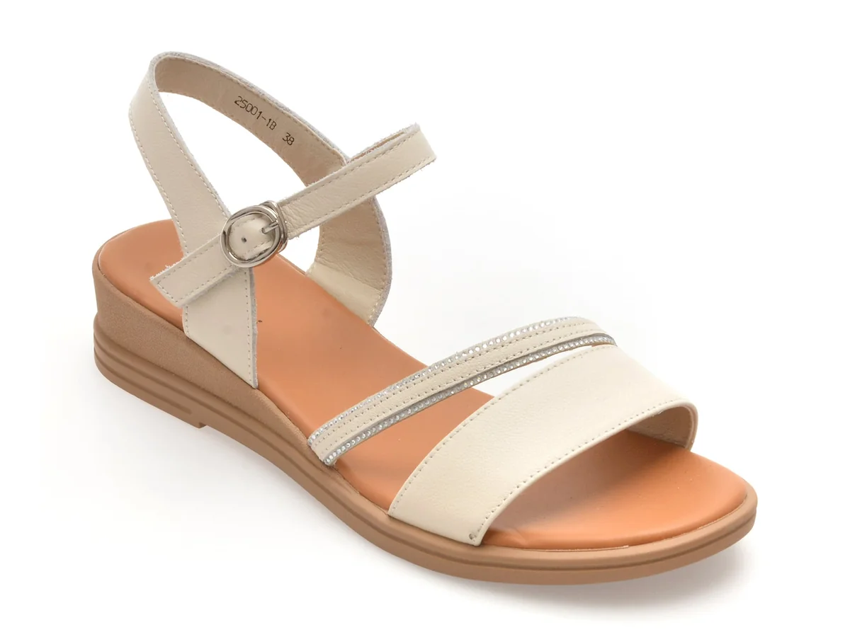 Sandale Flavia Passini Bej 25001 Din Piele Naturala