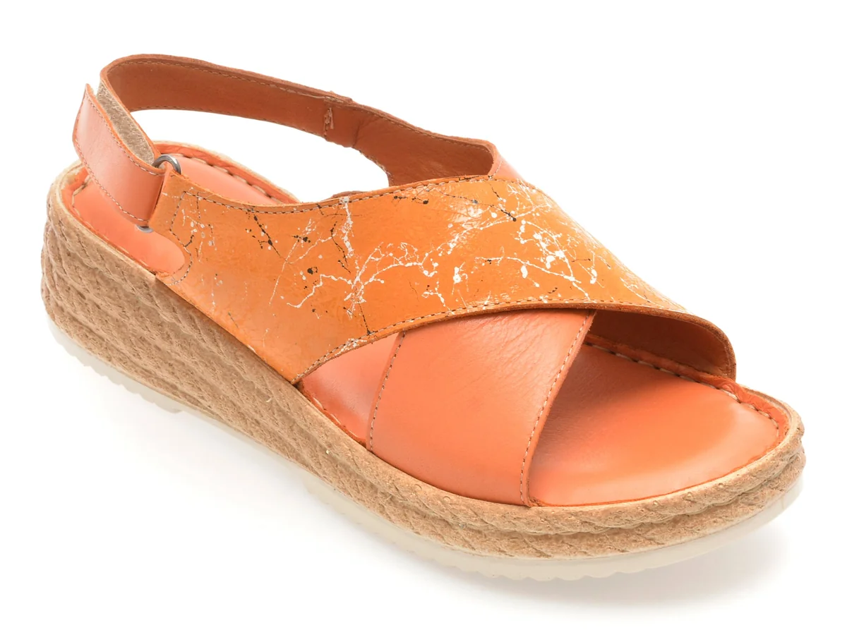 Sandale Flavia Passini Portocalii, 2615, Din Piele Naturala