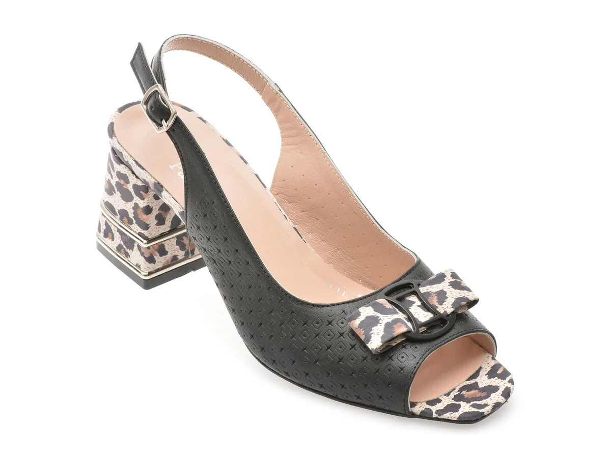Sandale Flavia Passini Negre, 4411594, Din Piele Naturala