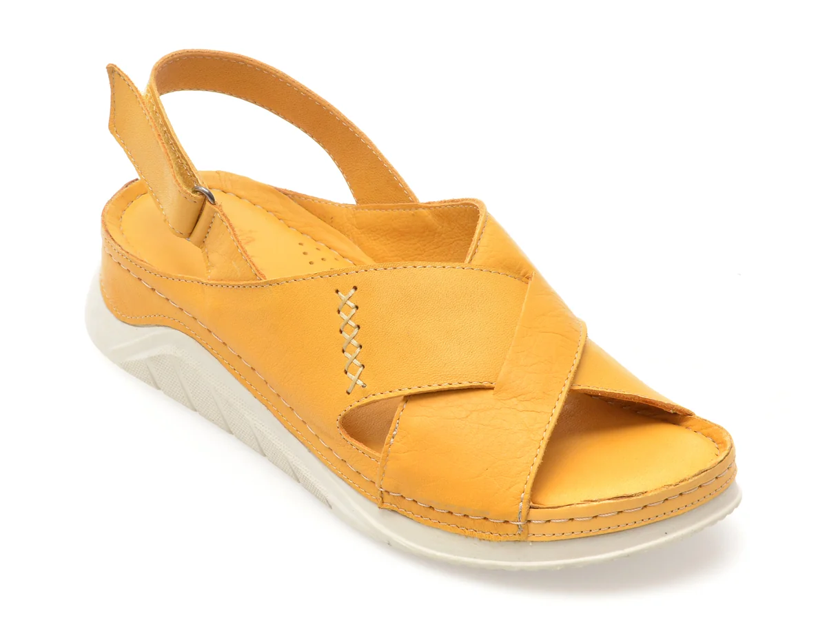 Sandale Flavia Passini Galbene, 1481, Din Piele Naturala