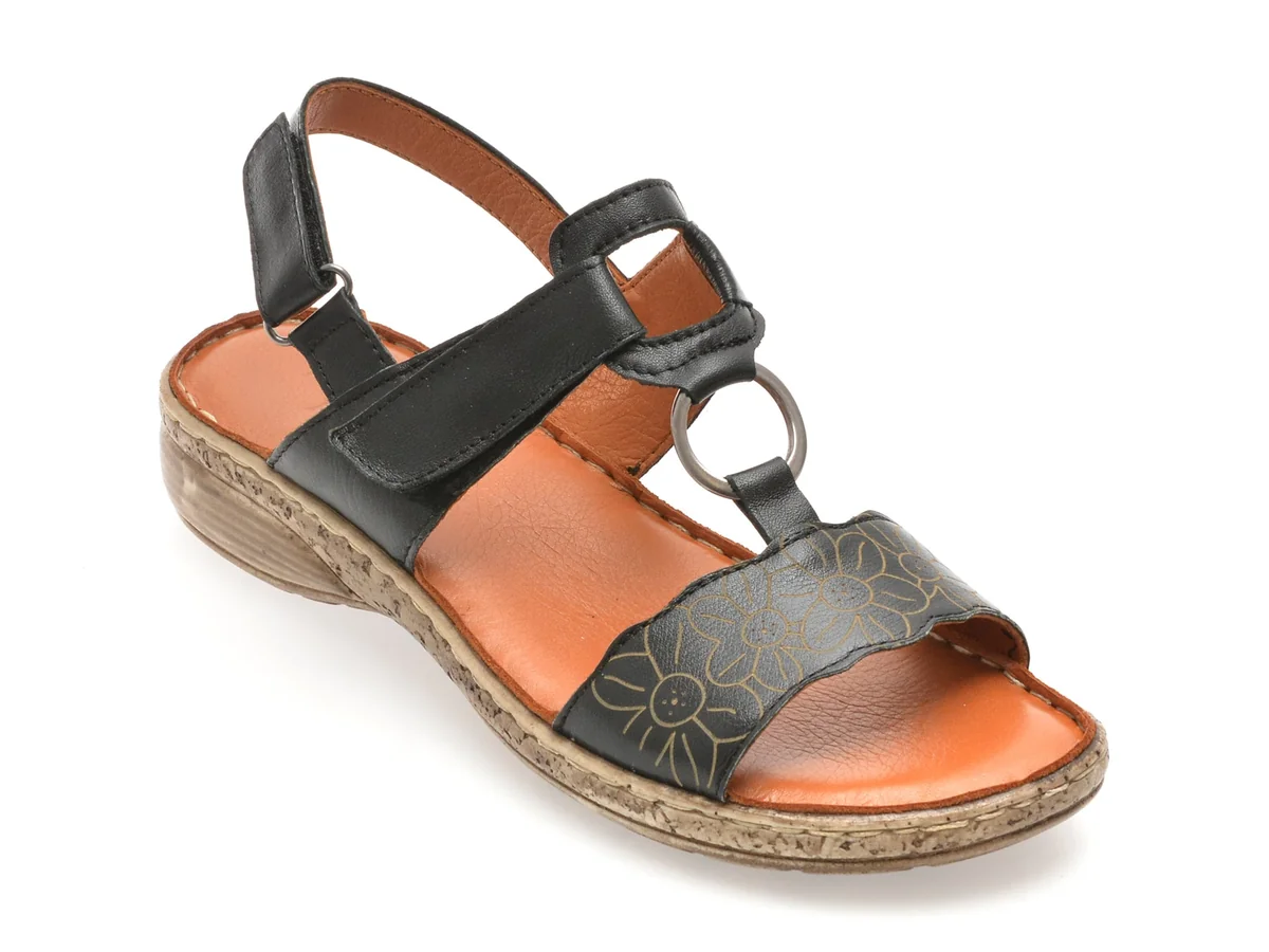 Sandale Flavia Passini Negre 2337 Din Piele Naturală