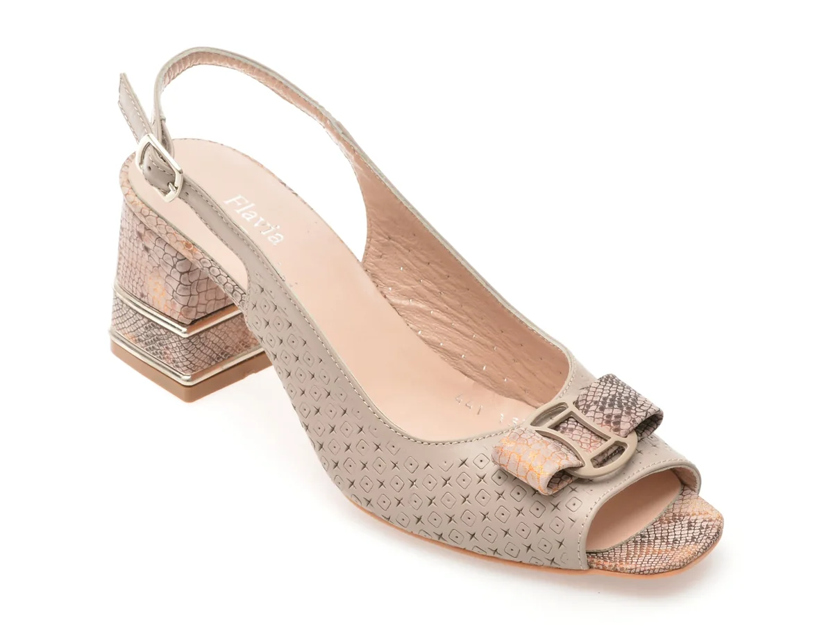 Sandale Flavia Passini Gri, 4411594, Din Piele Naturala