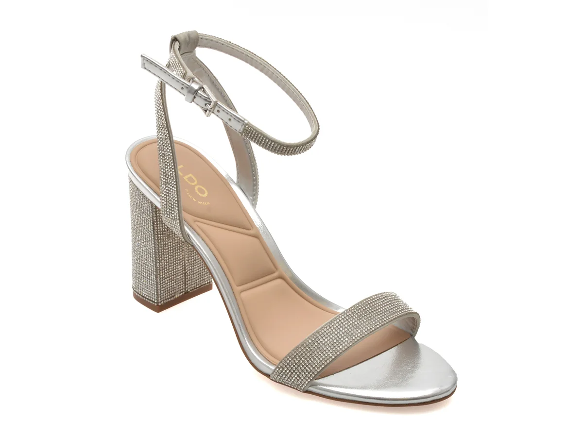Sandale Elegante Aldo Argintii, Rhiannon 040, Din Piele Ecologică