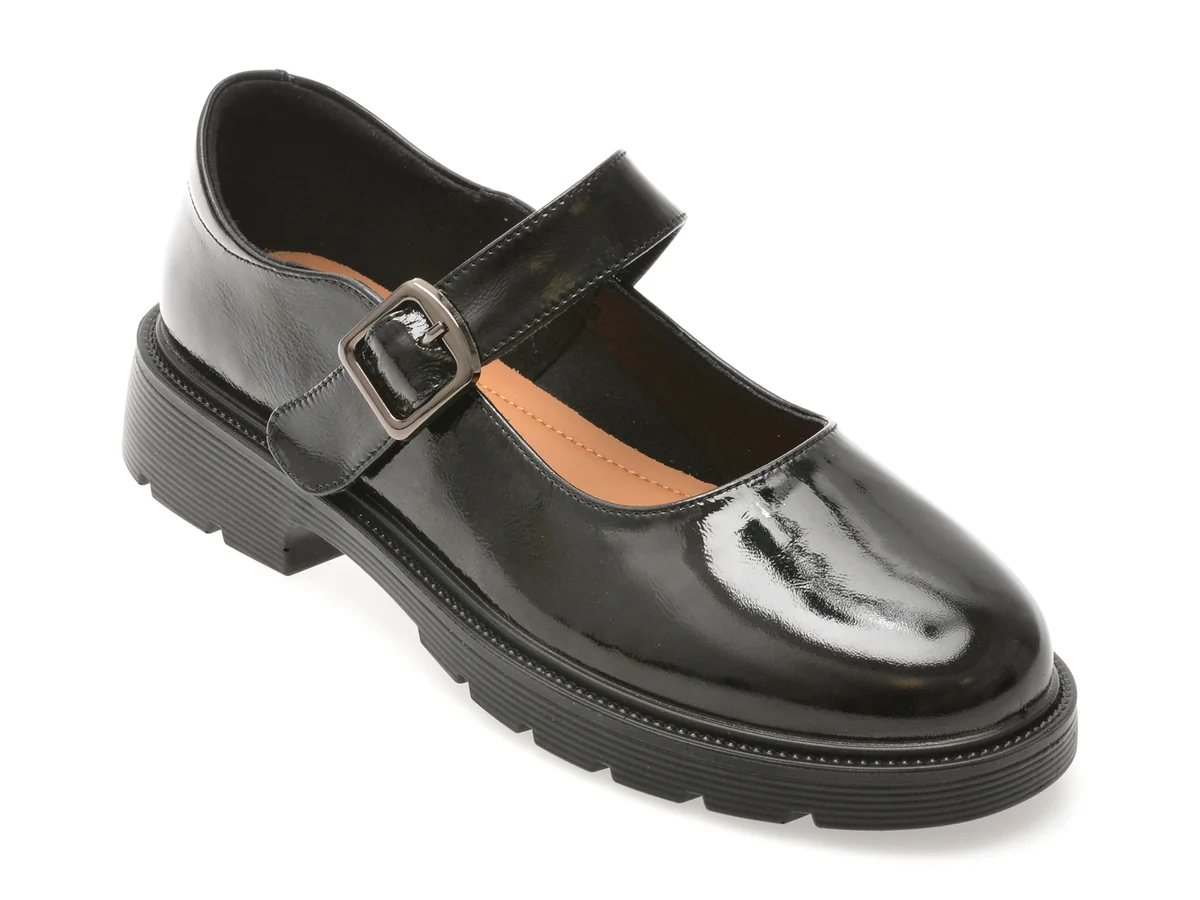 Pantofi Epica Negri, 914, Din Piele Naturala Lăcuită