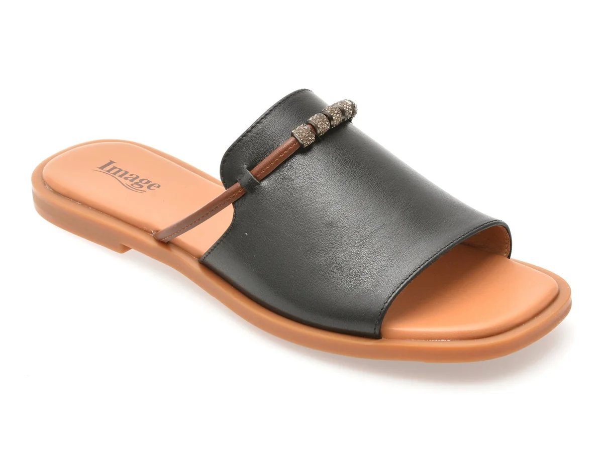 Papuci Image Negri, 35001, Din Piele Naturala
