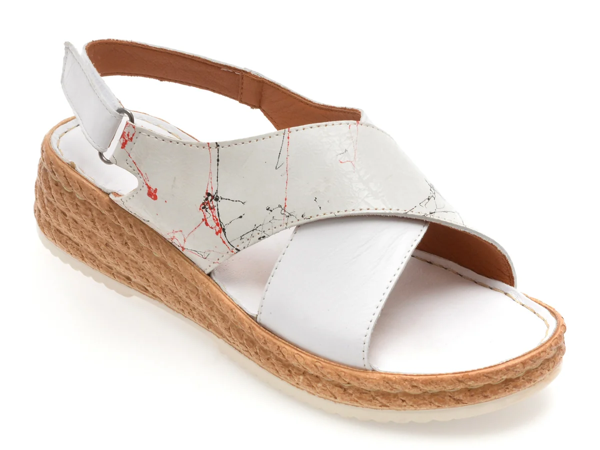 Sandale Flavia Passini Albe 2615 Din Piele Naturala