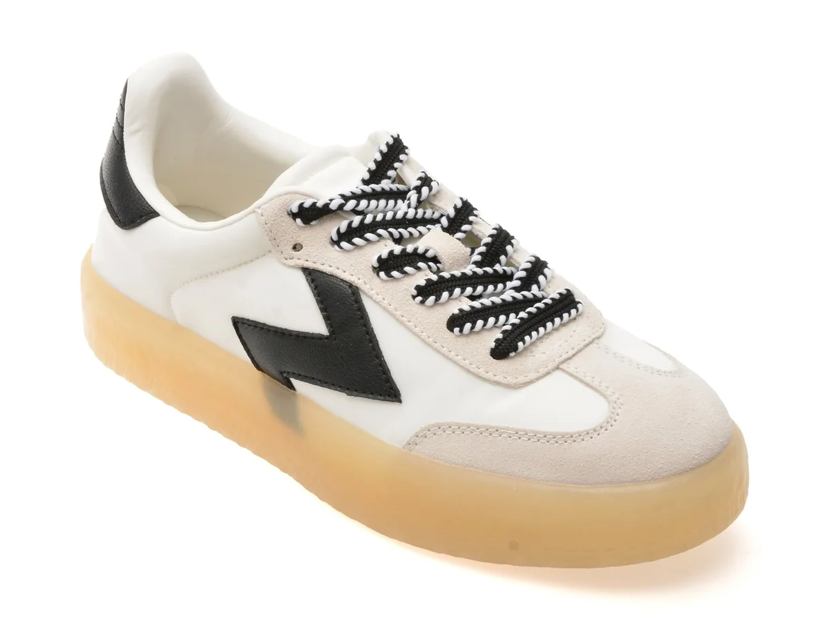 Pantofi Sport Aldo Alb-Negru, Retrostep 122, Din Material Textil