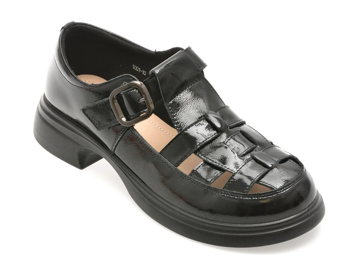 Pantofi Gryxx Negri 9201 Din Piele Naturală Lăcuită