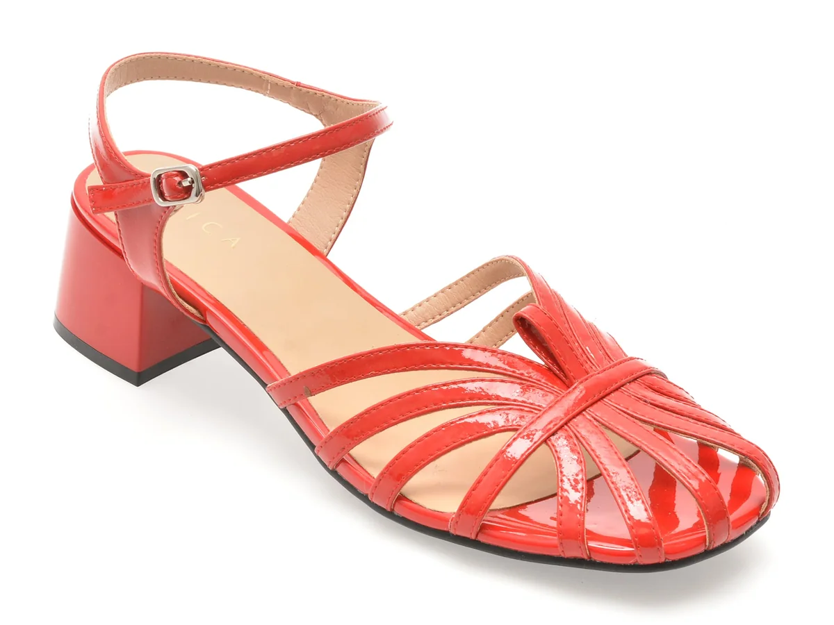 Sandale Epica Roșii 1295D19 Din Piele Naturală Lăcuită