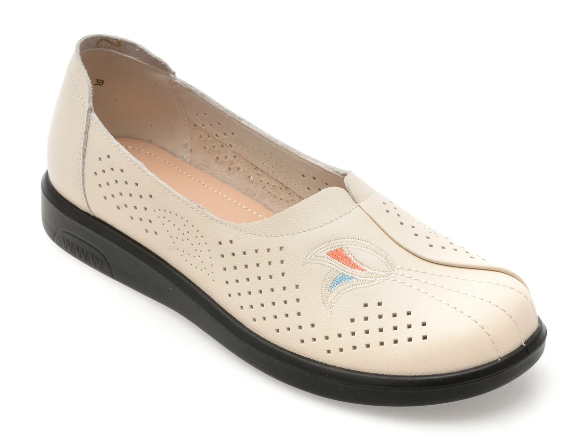 Pantofi Flavia Passini Bej, 2830, Din Piele Naturala