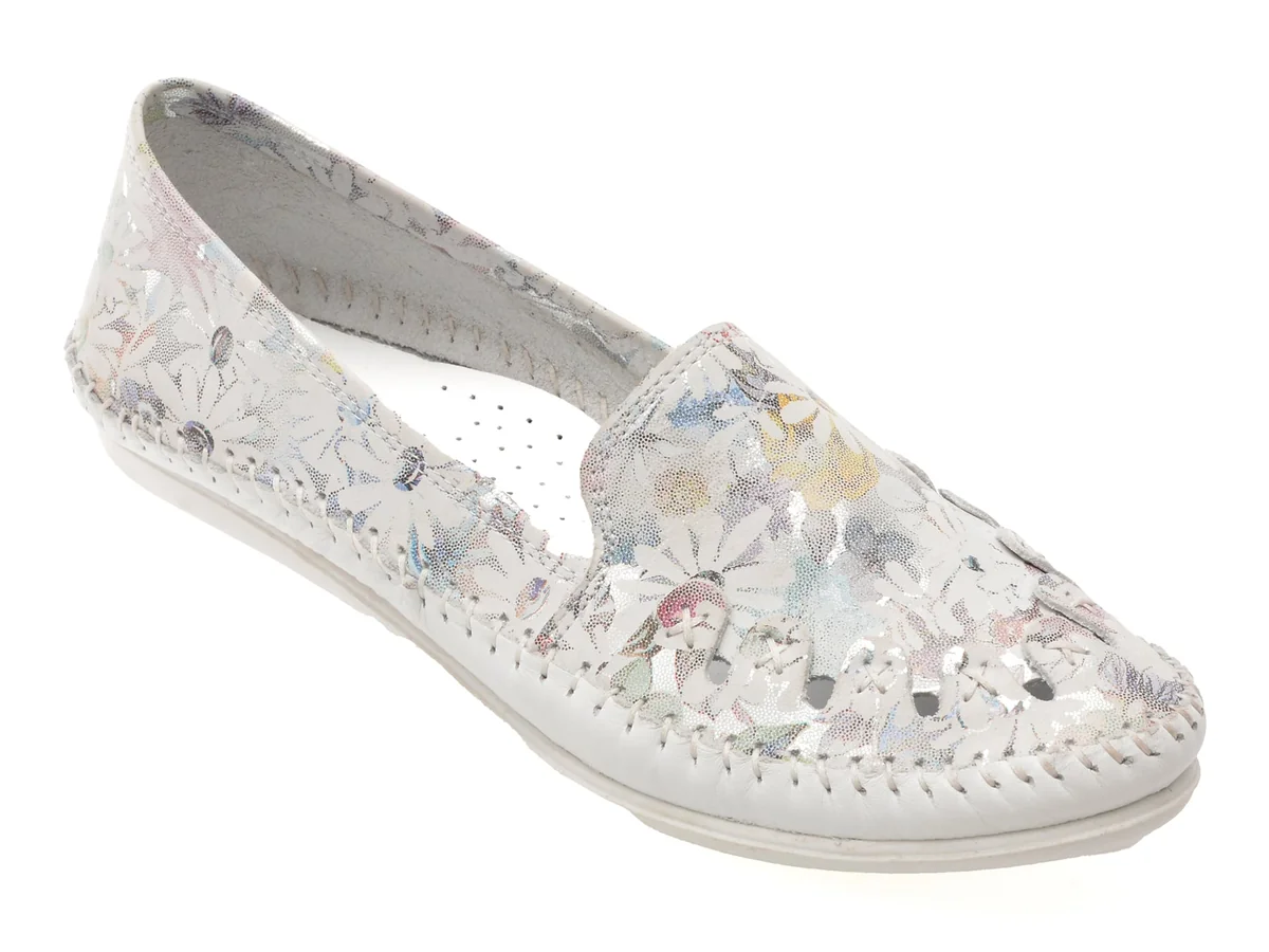 Pantofi Flavia Passini Albi, 429, Din Piele Naturala