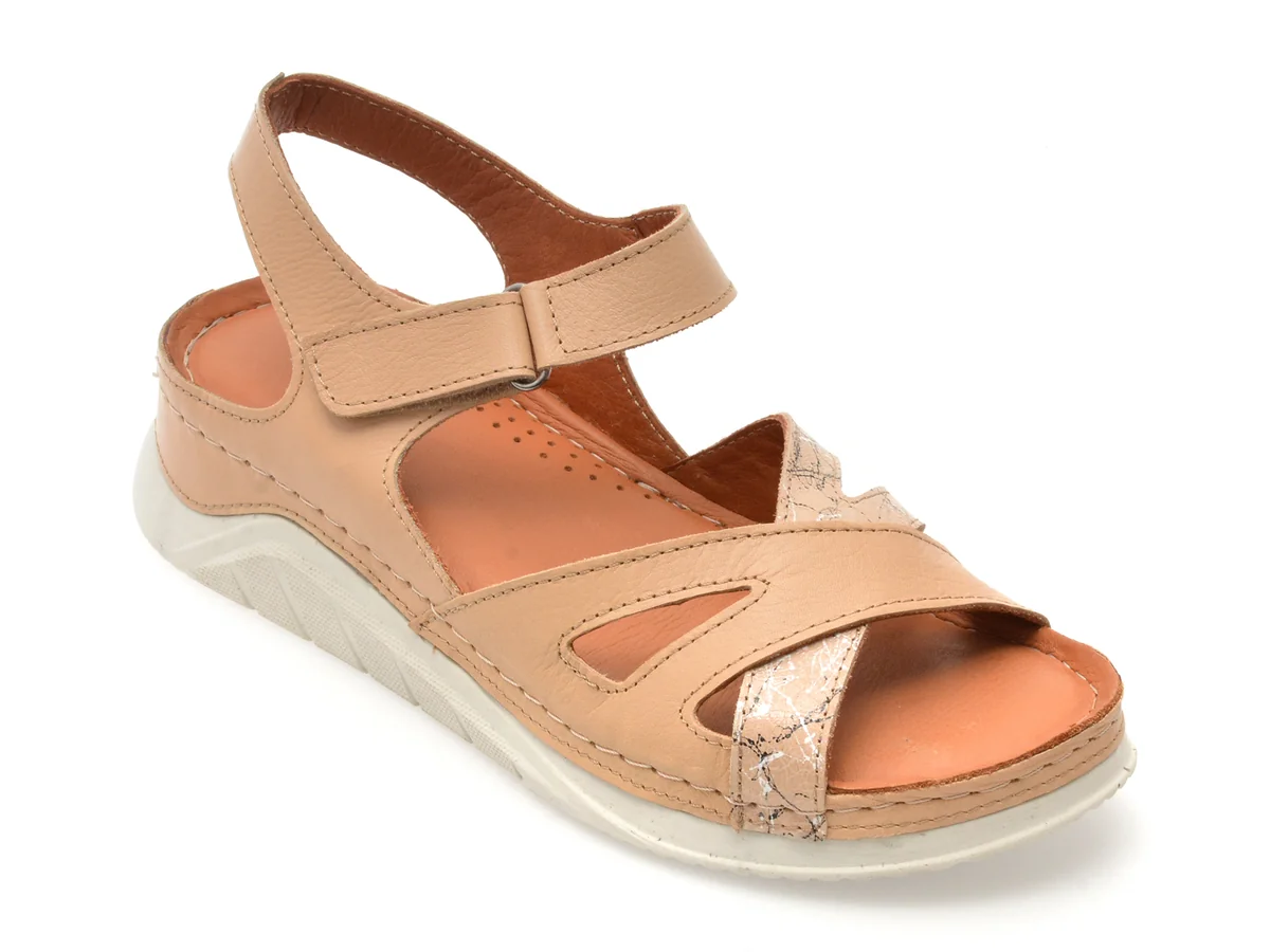 Sandale Flavia Passini Bej, 1487, Din Piele Naturala