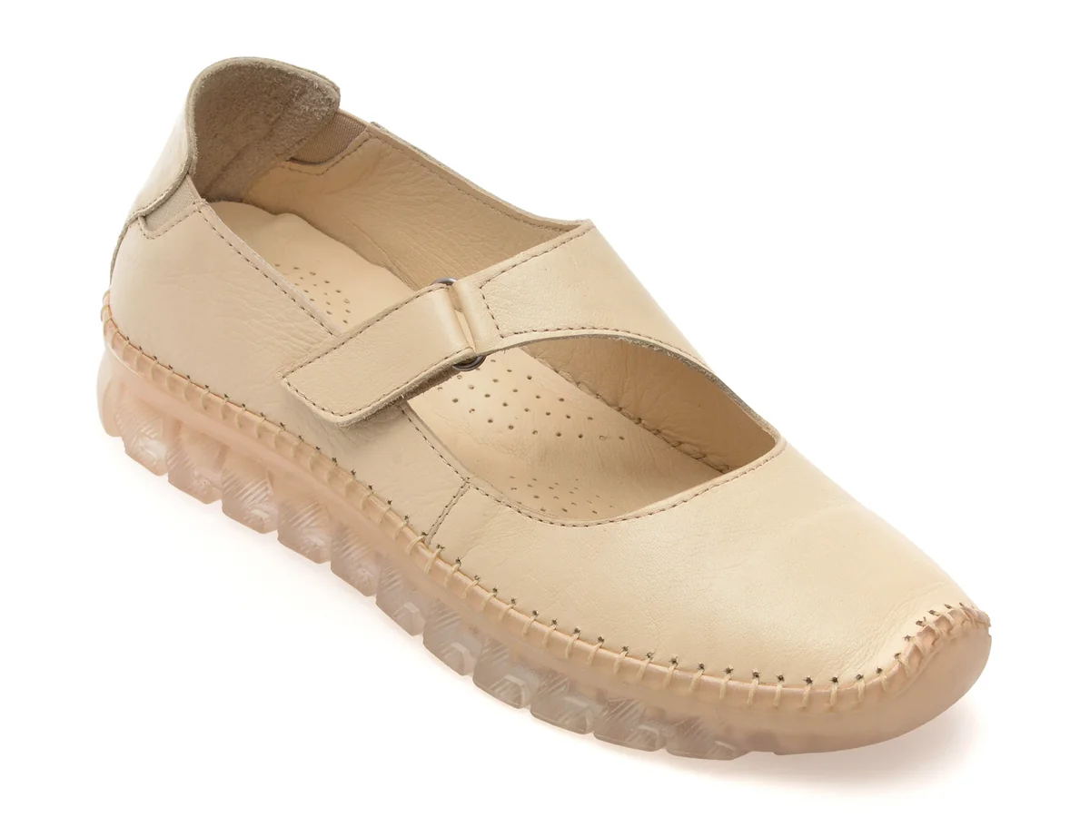 Pantofi Flavia Passini Bej, By55, Din Piele Naturala