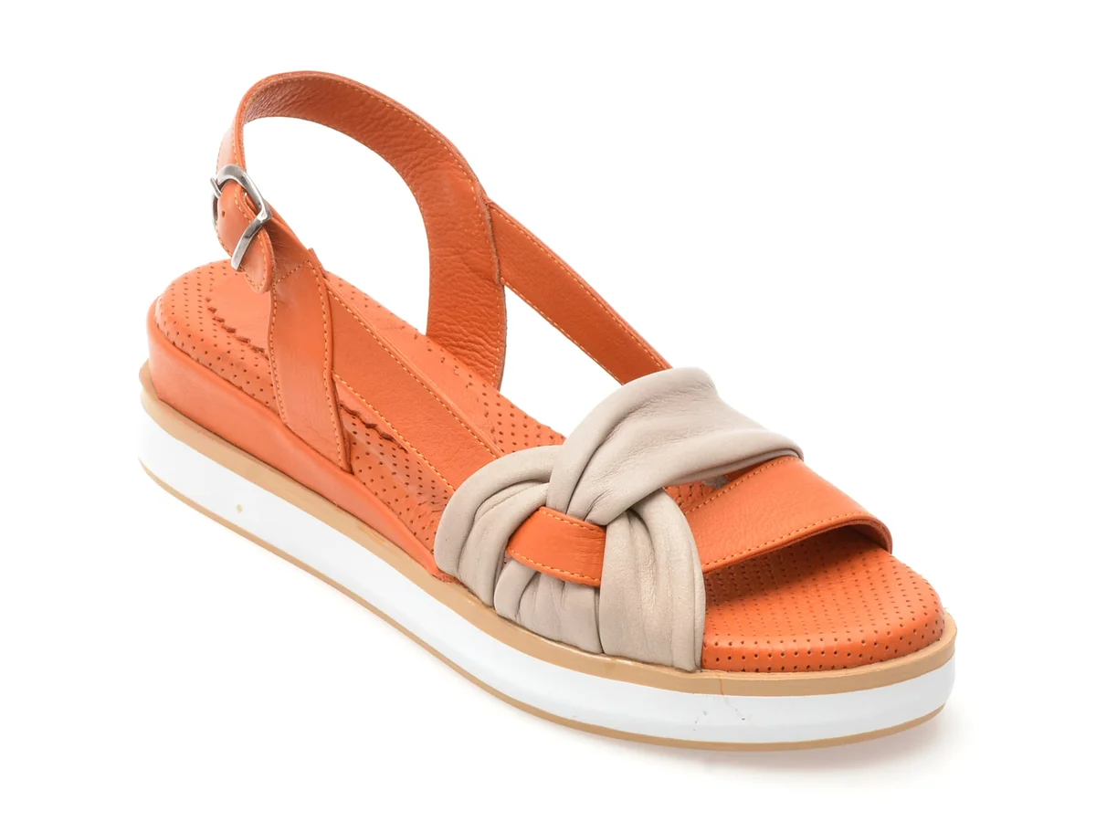 Sandale Flavia Passini Portocalii, 6002, Din Piele Naturala
